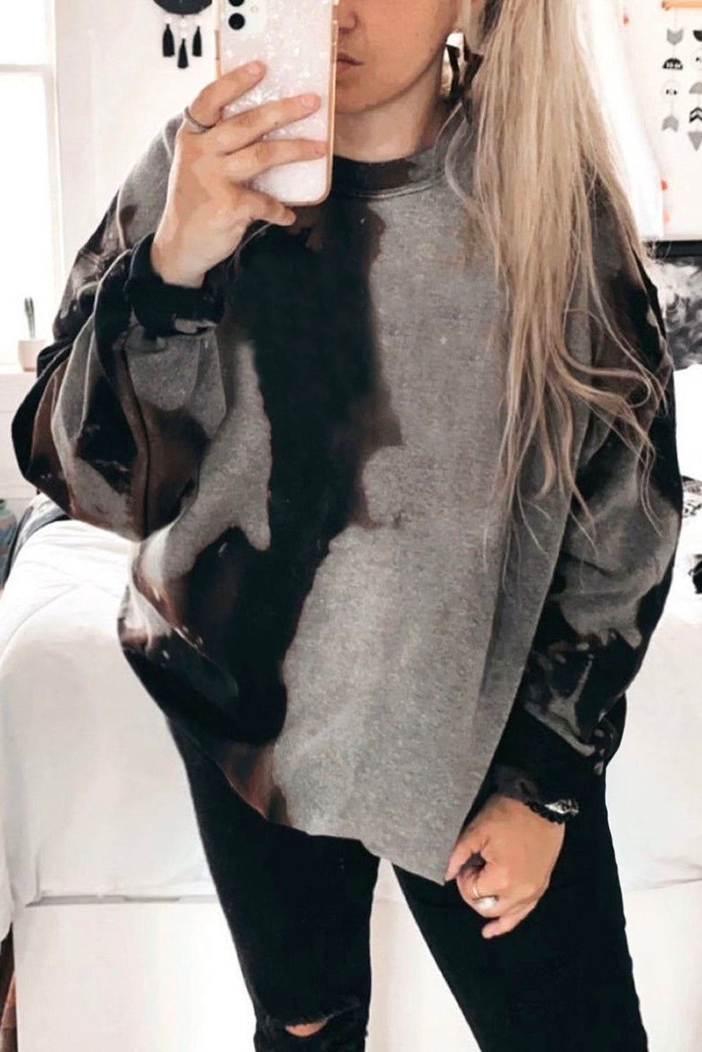 Multicolor Tie-Dye Round Neck Pullover Sweatshirt