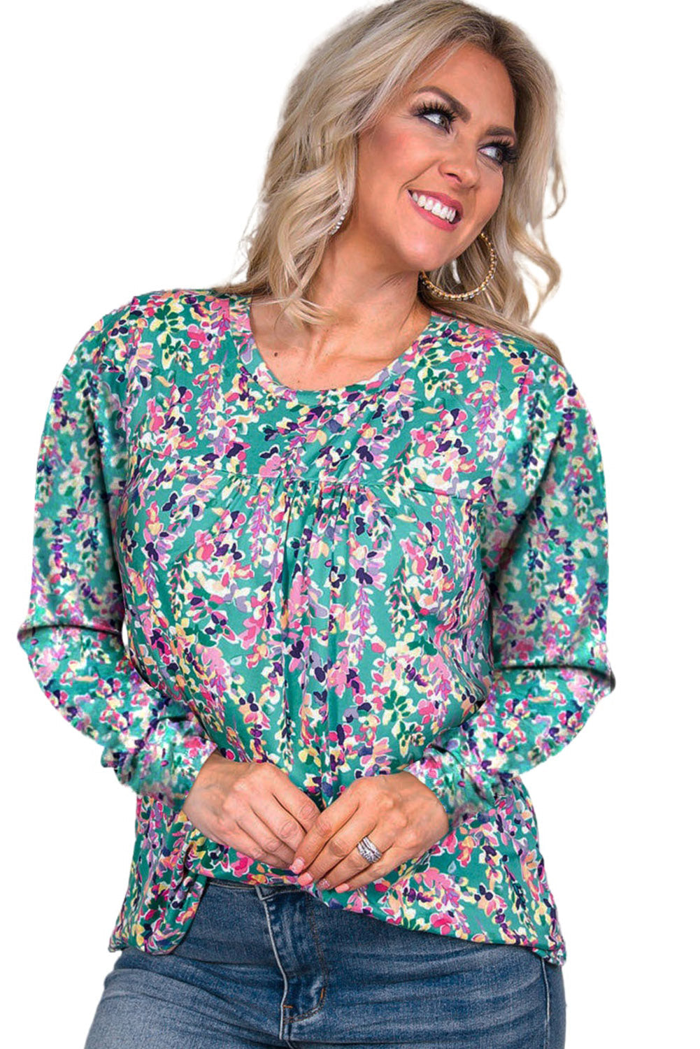 Green Wrap V Neck Floral Maxi Dress