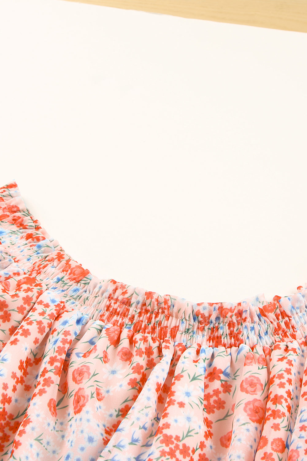Red Floral Off The Shoulder Print Ruffled Dress with Tie