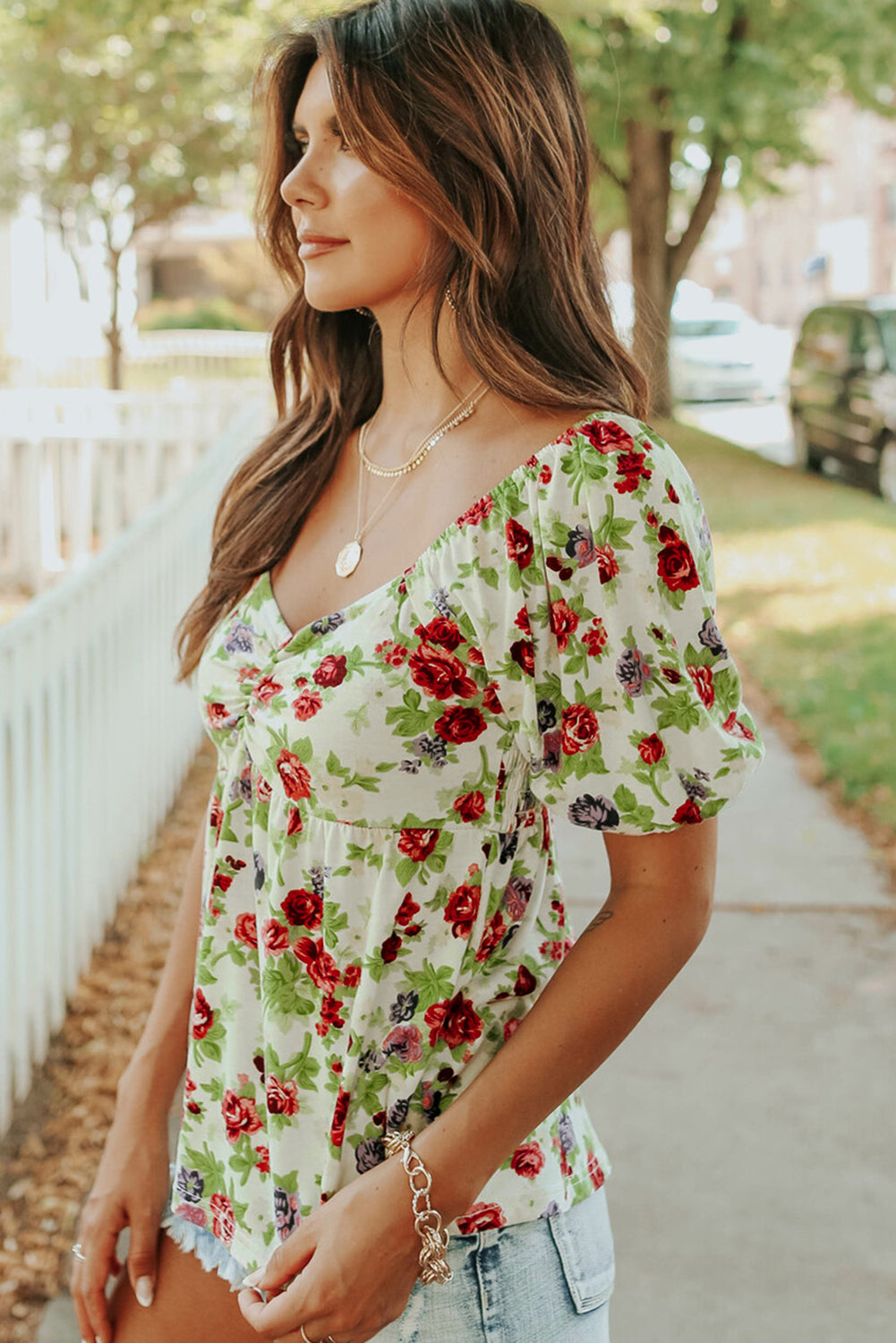 Elegant Princess Sweetheart Floral Top