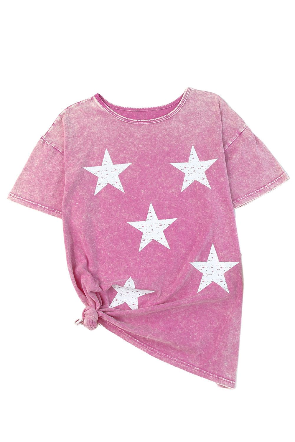 Pink Vintage Star Printed Mineral Wash Graphic Tee