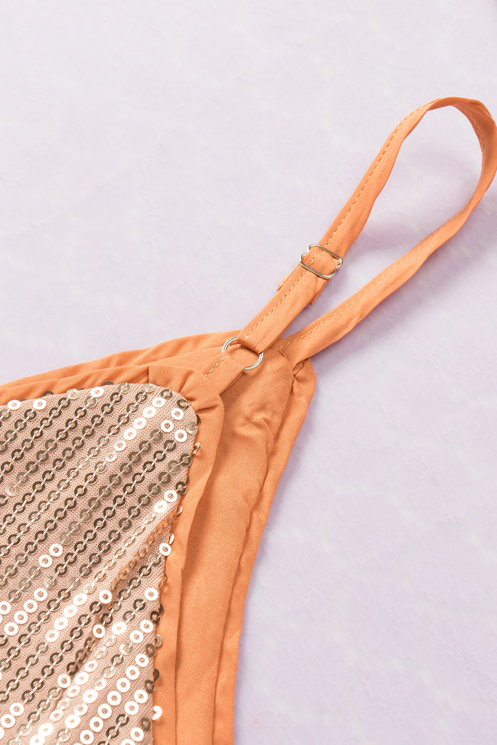 Apricot Spaghetti Straps Sequin Tank Top