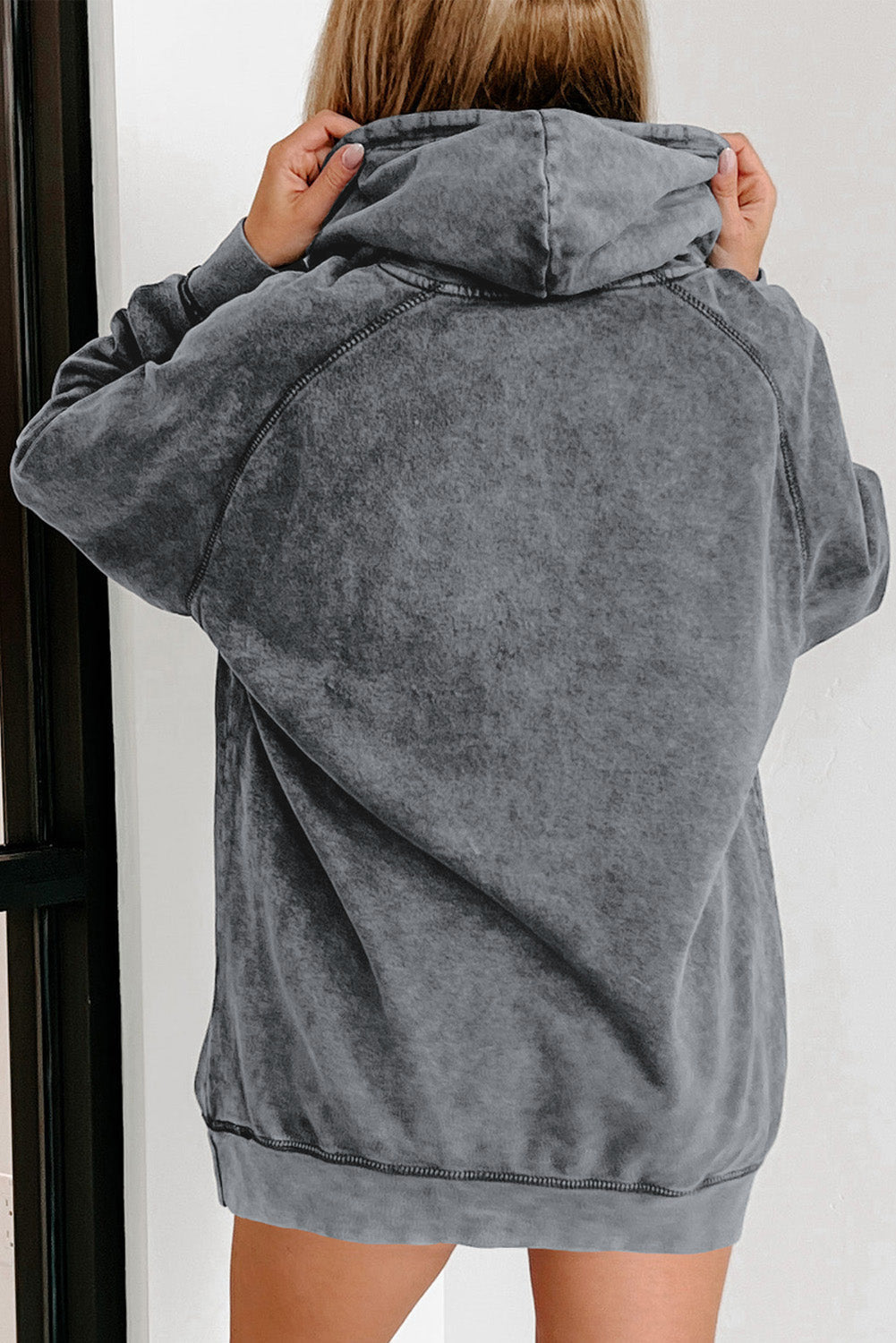 Mineral Wash Kangaroo Pocket Drawstring Pullover Hoodie