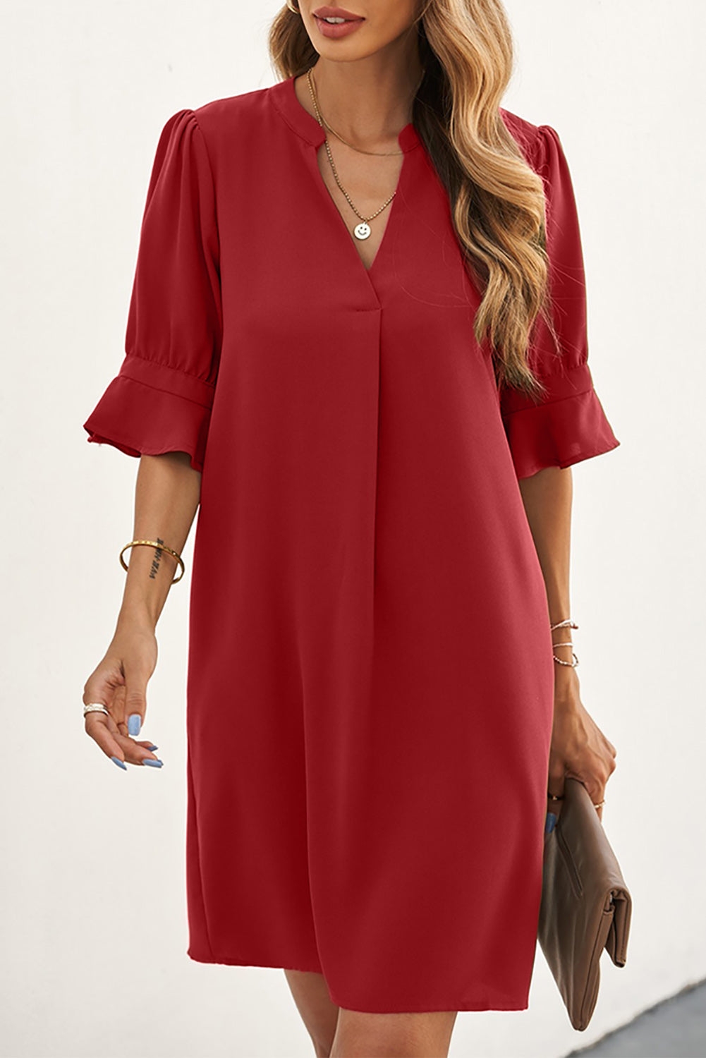 Black Ruffled Sleeve Shift Dress