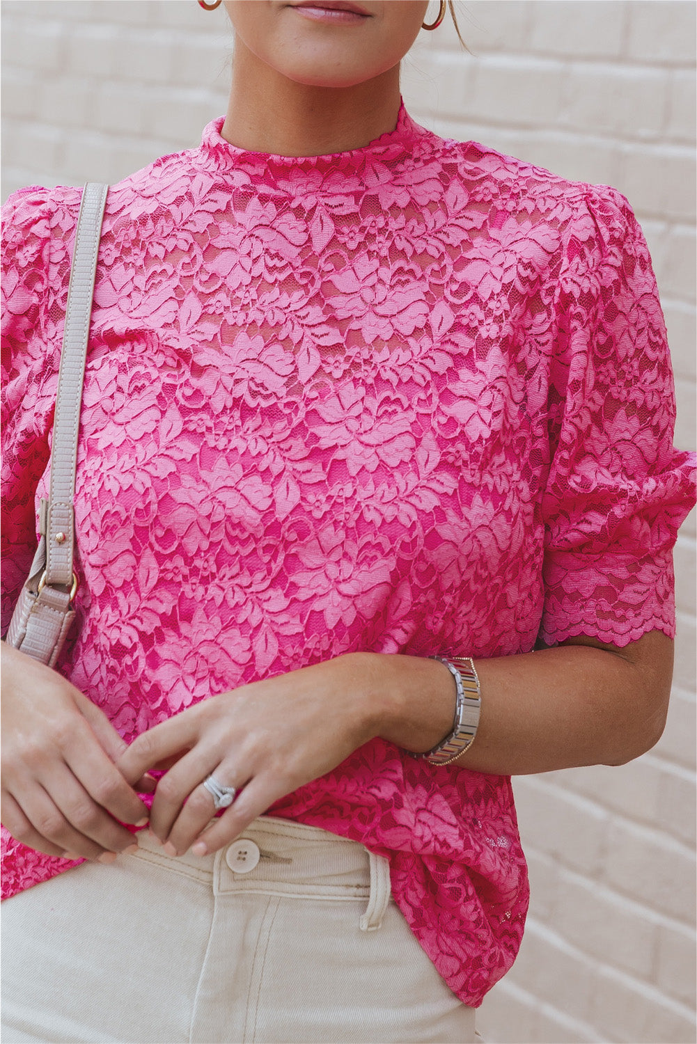 Black High Neck Lace Short Sleeve Top