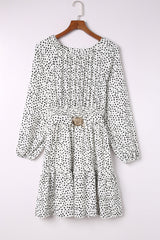 White Polka Dot Ruffle Double Layered Dress