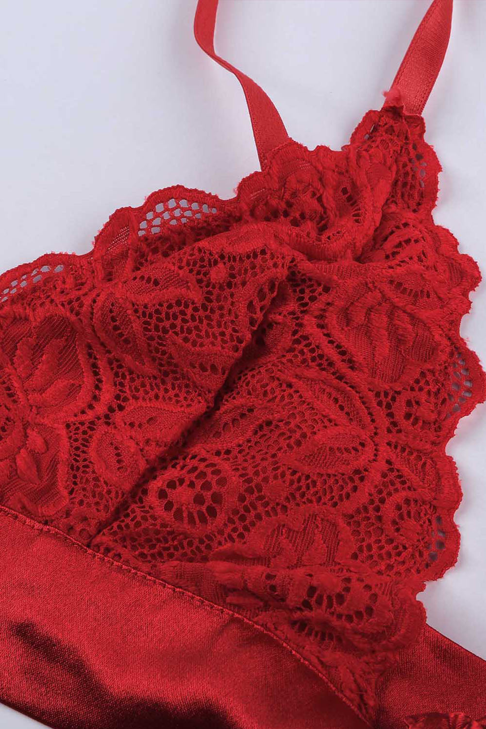 Romantic Love Red Lace Bralette Lingerie Set