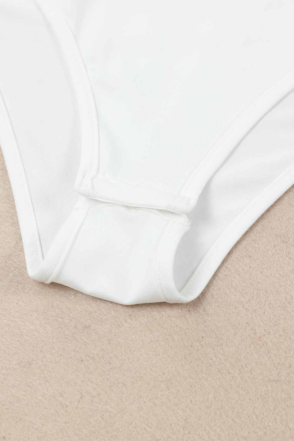 White Lace V Neck Wrap Long Sleeve Bodysuit