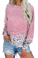 Pink Tie Dye Leopard Print Long Sleeve Top