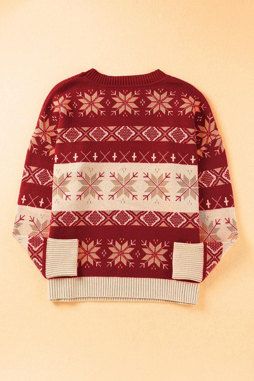 Red Christmas Snowflake Geometric Pattern Sweater