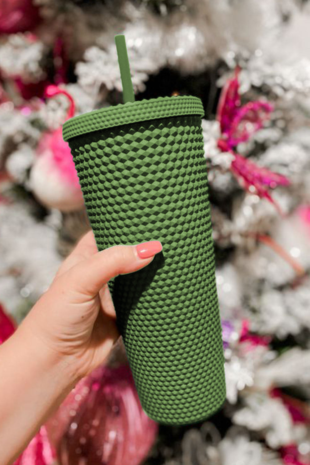 Pink Reusable Matte Plastic Tumbler Cup