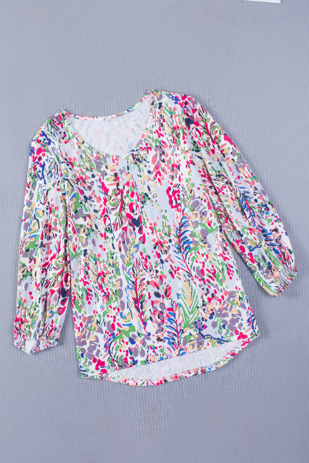 Pink Floral Print Ruffle Sleeve Babydoll Top