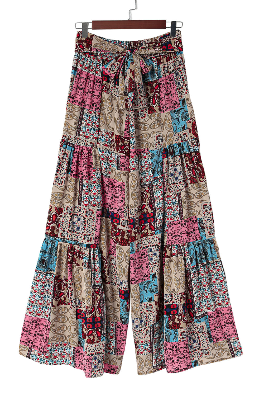 Multicolor Boho Paisley Mixed Print High Waist Pants