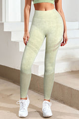 Green Pointelle Hollow Out Butt Lifting High Waist Yoga Pants