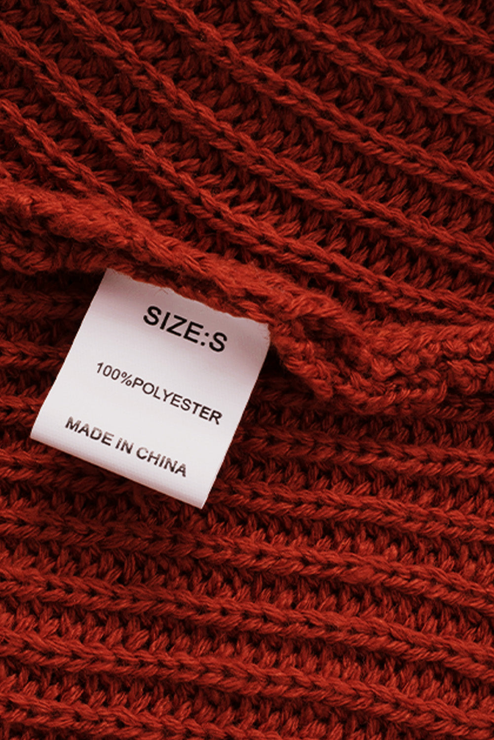 Red Zipped Turtleneck Drop Shoulder Knit Sweater