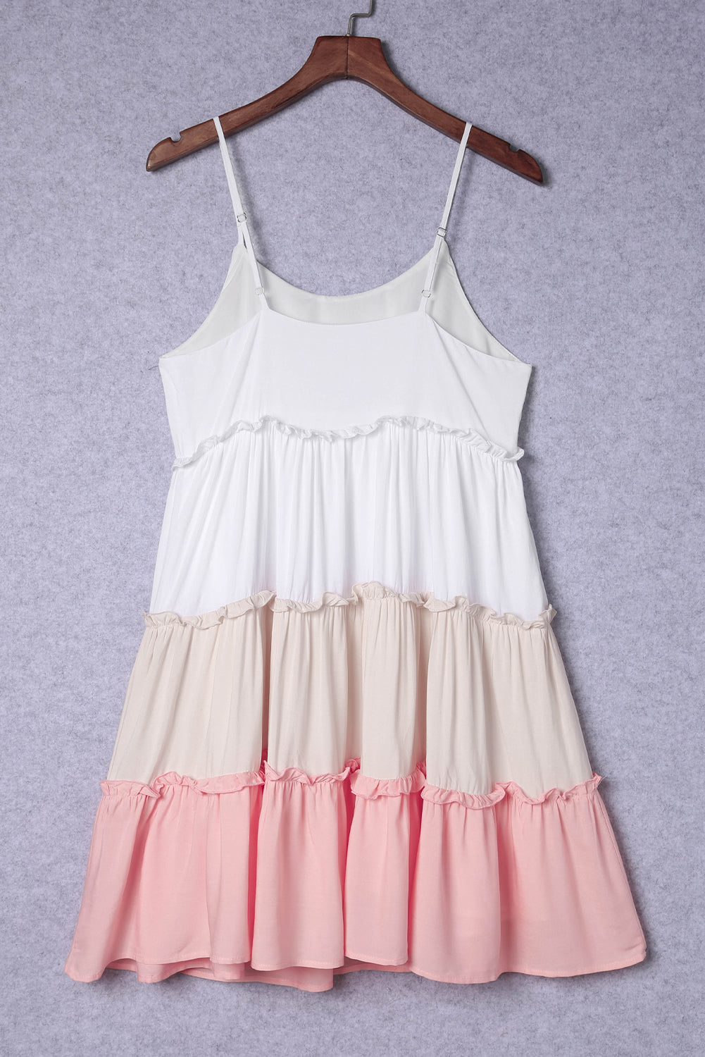 White Frill Straps Color Block Tiered Tank Top