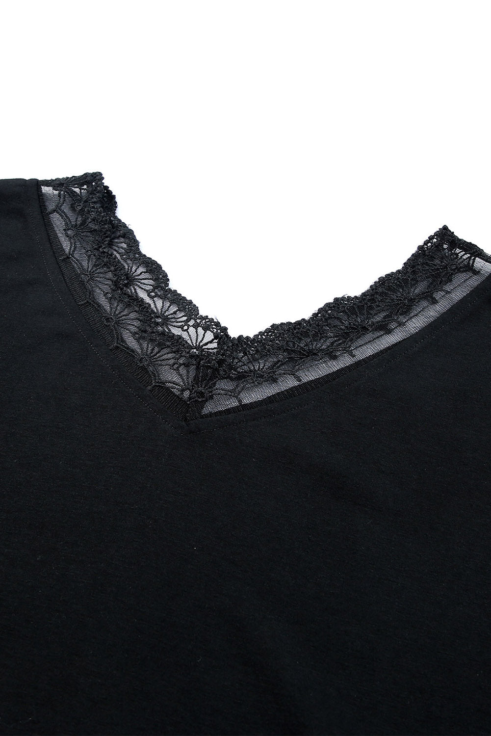 Black Lace Splicing Hollow Out Mini Dress