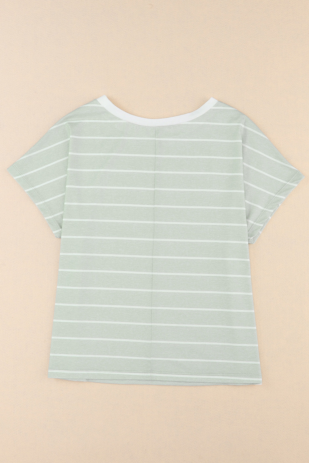 Green Stripe Short Sleeve Round Neck T-Shirt