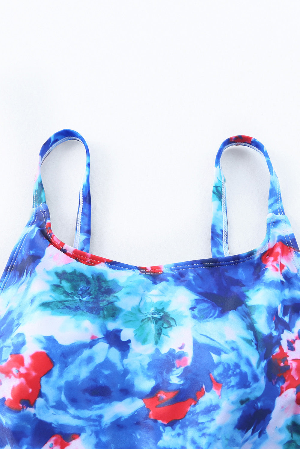 Sky Blue Tie Dye Floral One Piece Swimsuit