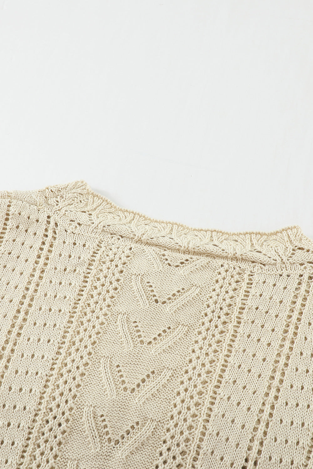 Blue Crochet Lace Pointelle Knit Sweater