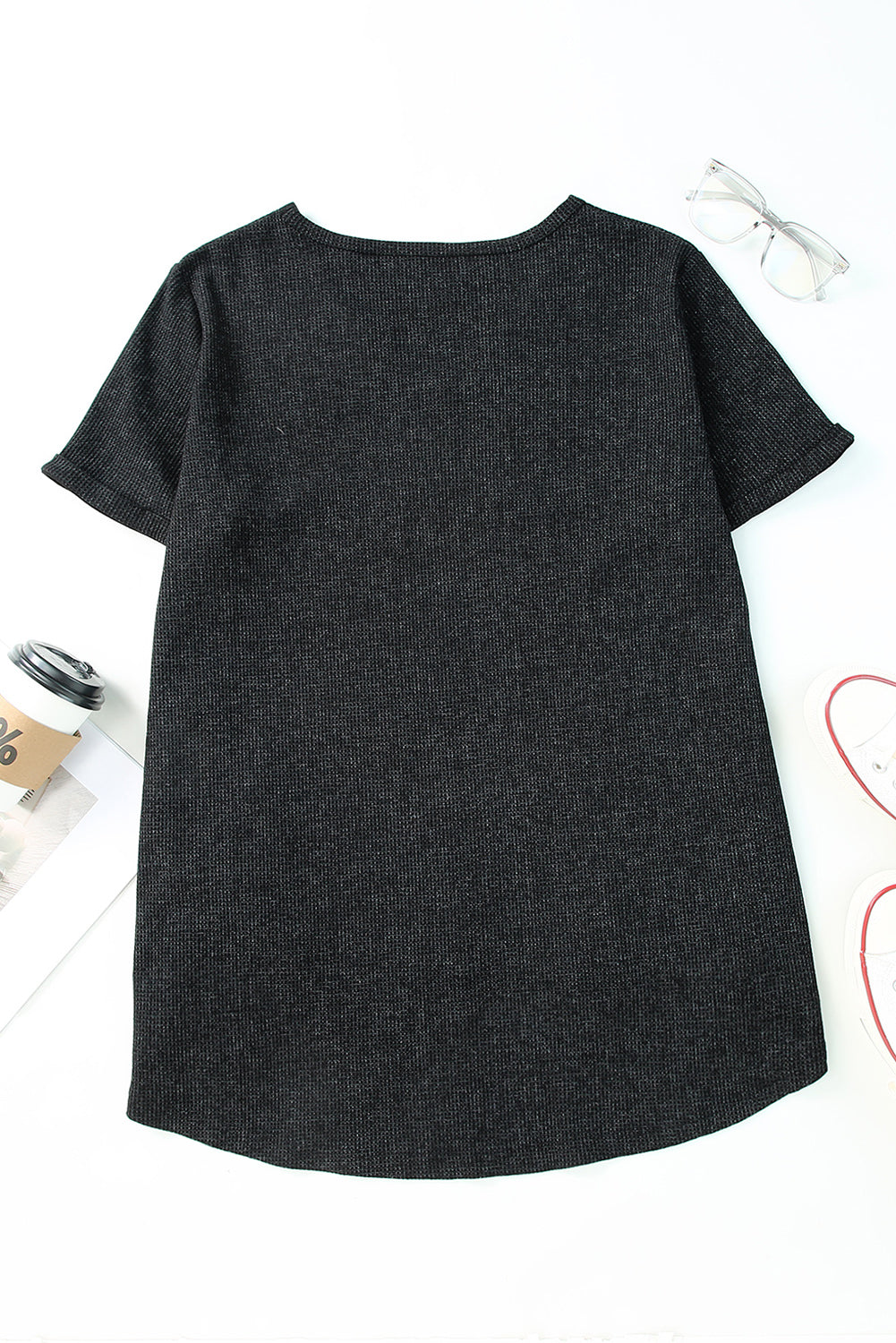 Gray High Low Cuffed Tee