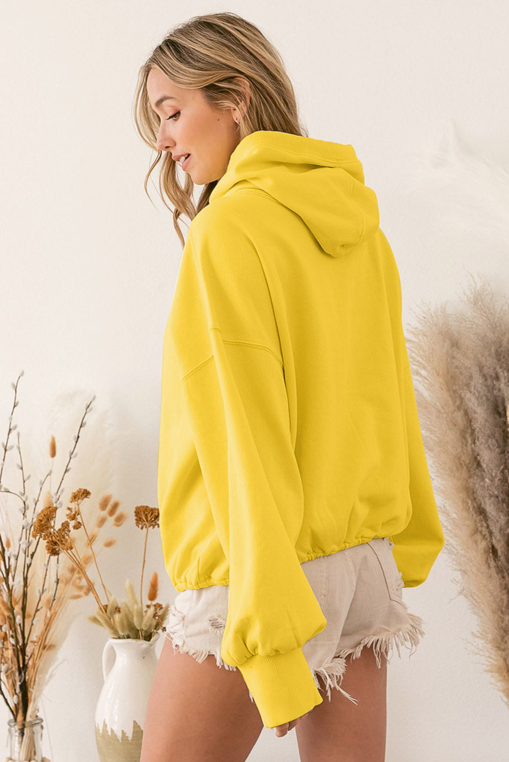 Gray Ribbed Trim Kangaroo Pocket Zipped Hoodie