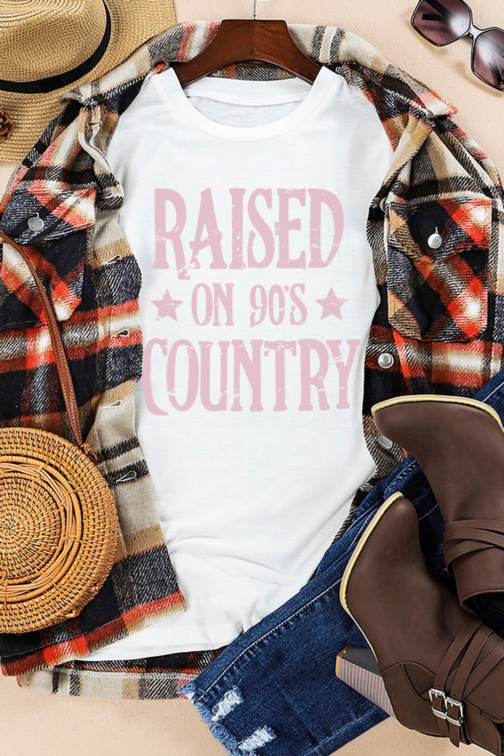 White Raised on 90s Country Graphic Tee