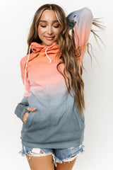 Multicolor Gradient Thumbhole Sleeve Pocketed Zipper Hoodie