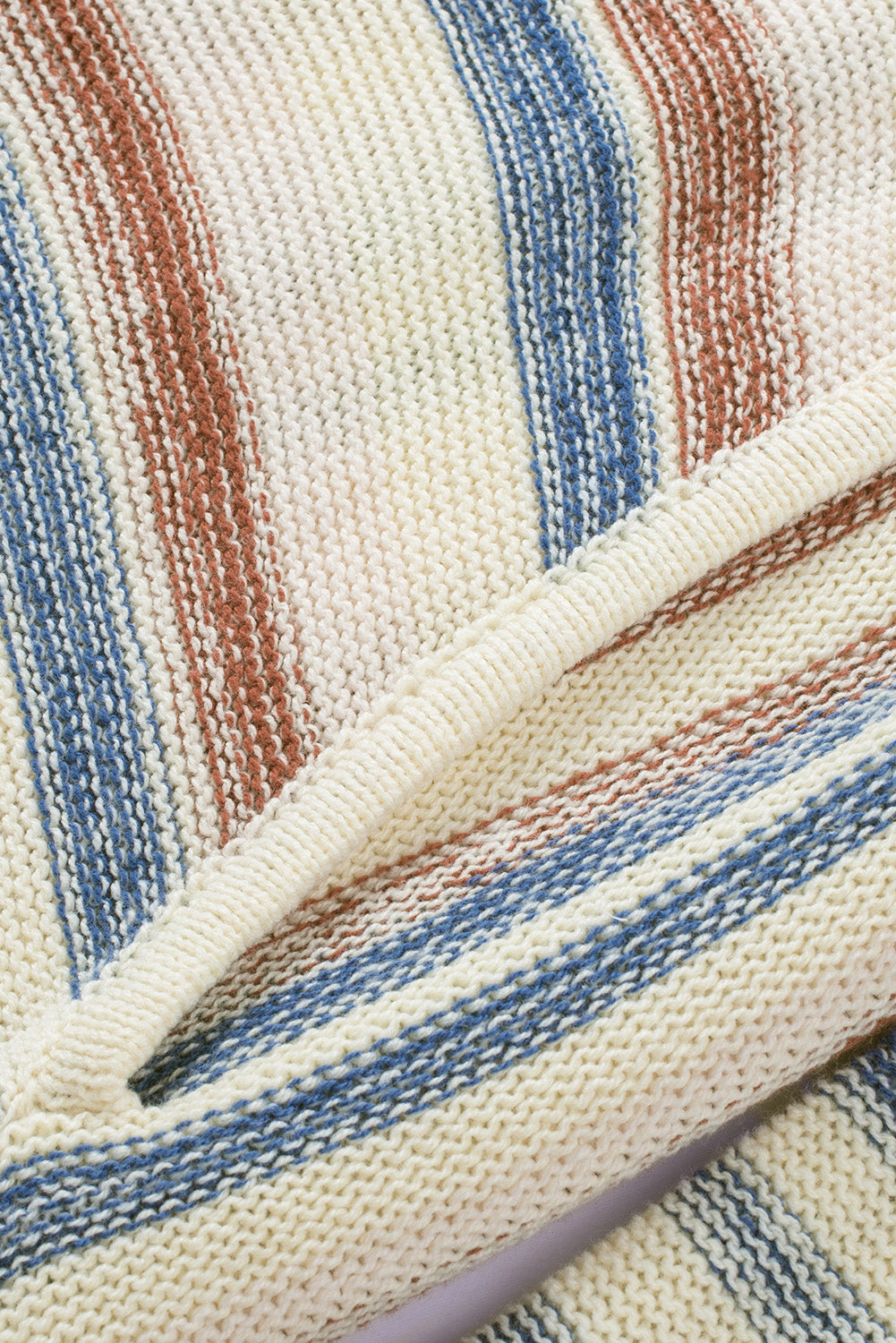 Black Striped Knit Kangaroo Pocket Hooded Sweater