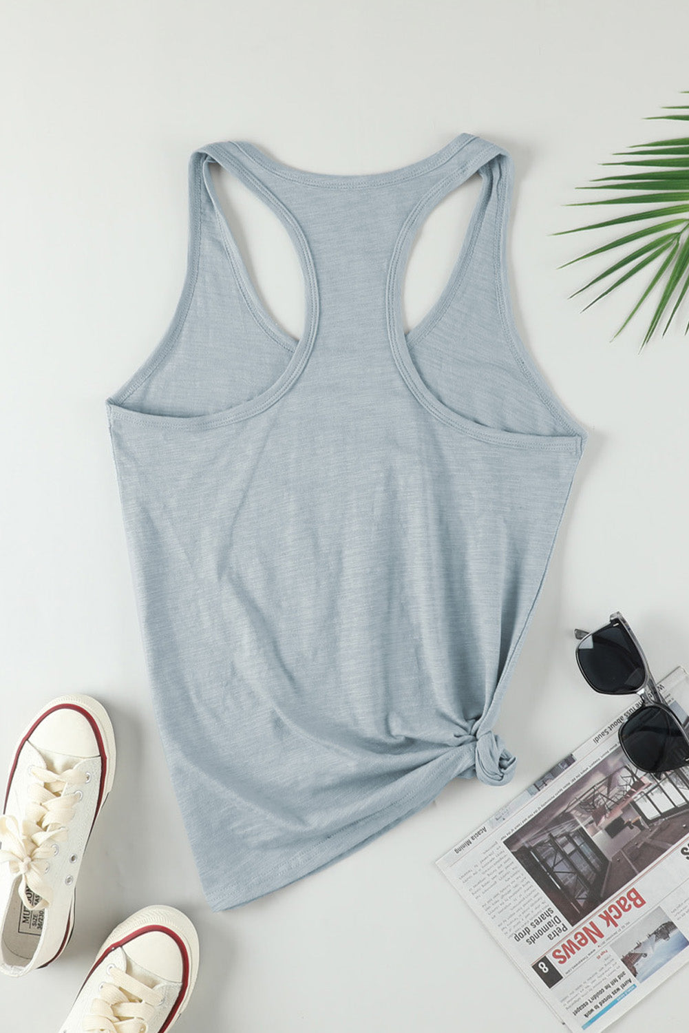 White Scoop Neck Basic Solid Tank Top