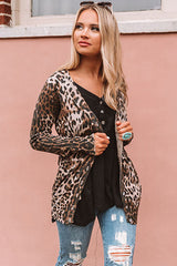 Leopard Long Sleeve Buttoned Front Cardigan