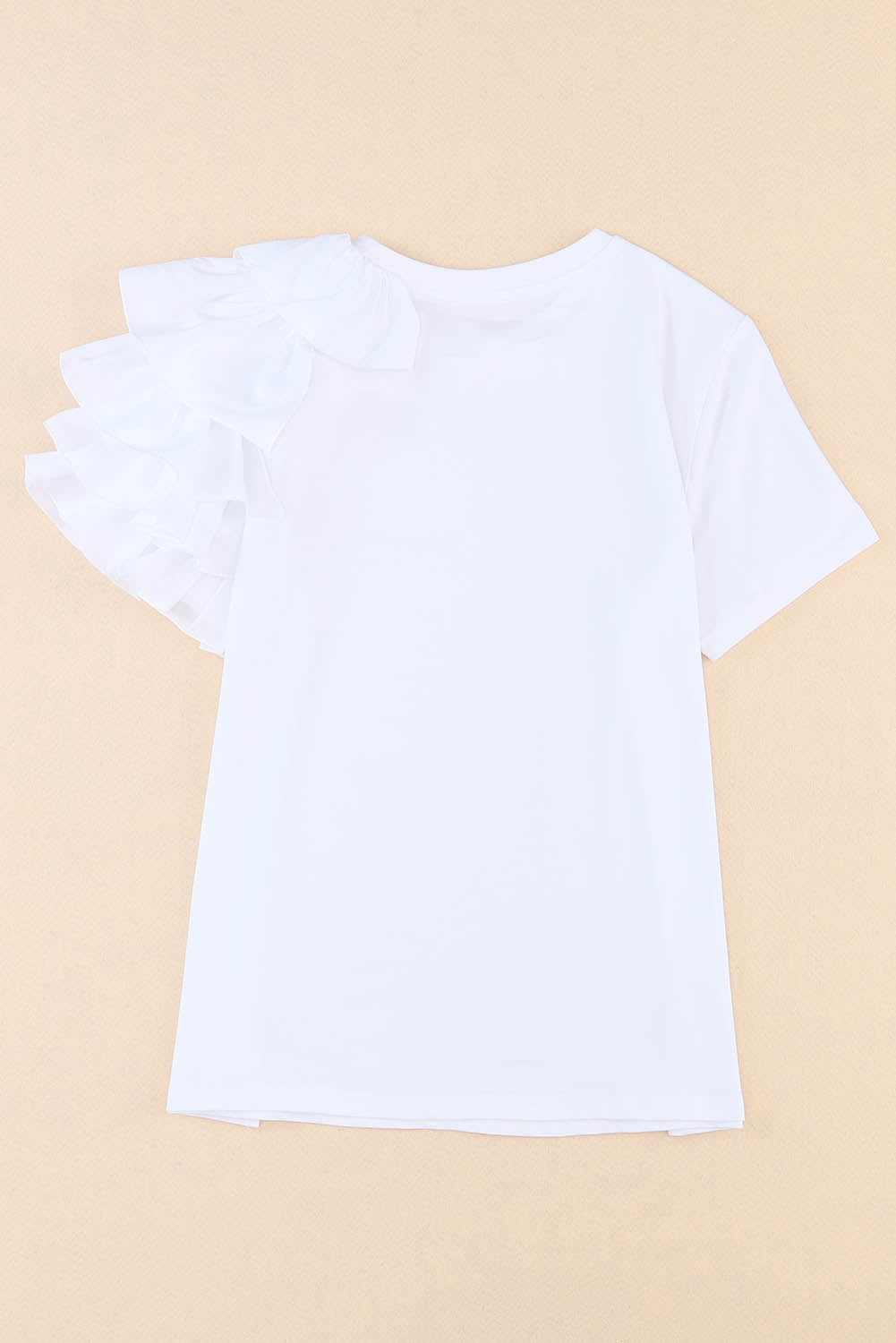 White Asymmetric Cascading Sleeve Tee