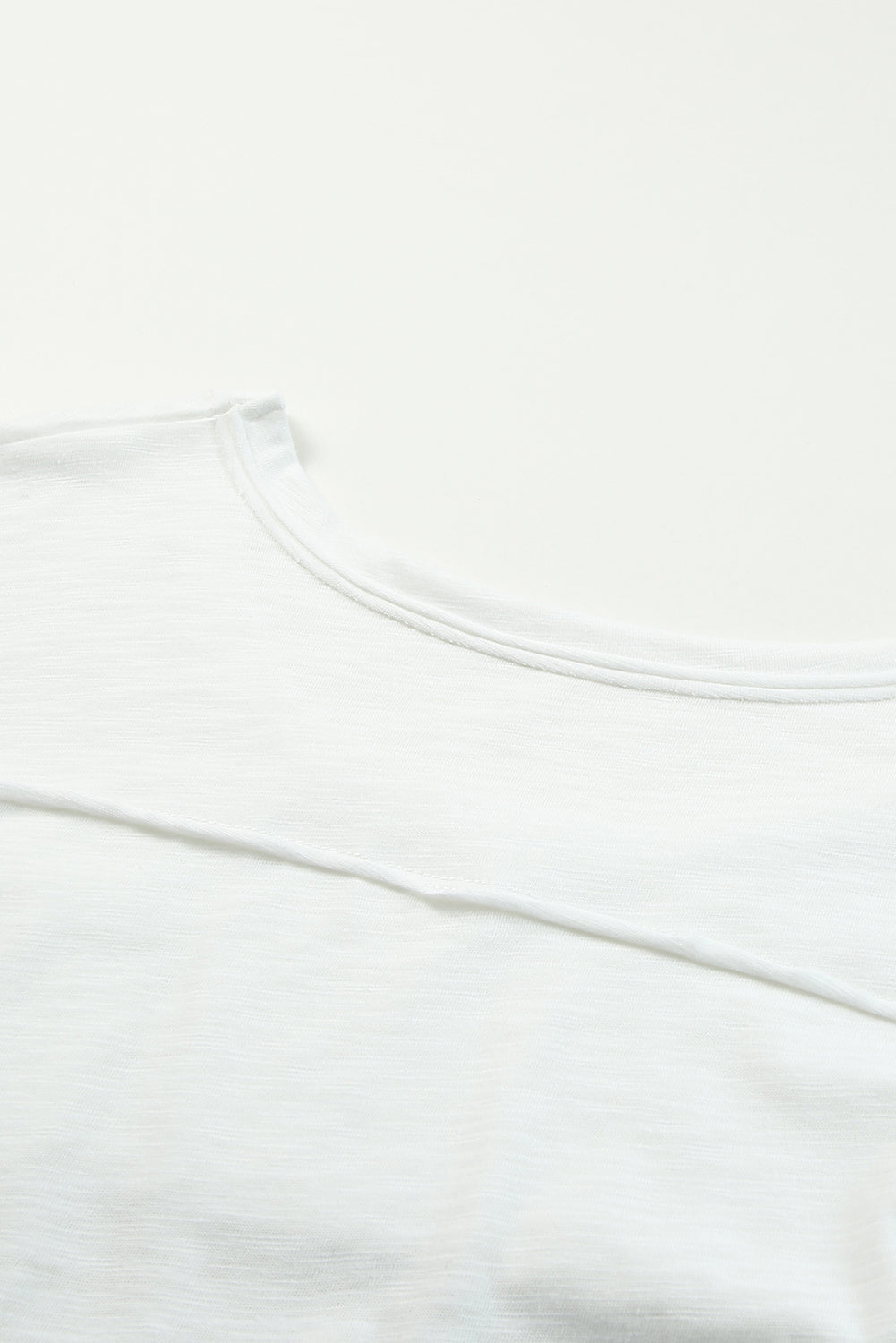 White Plain Basic Long Sleeve Tee with Pocket