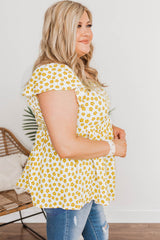 Yellow Plus Size Floral Babydoll Top