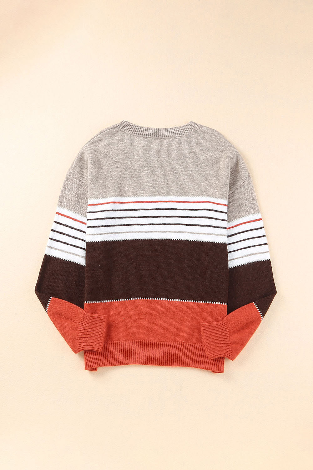 Color Block Striped Knit Oversize Sweater