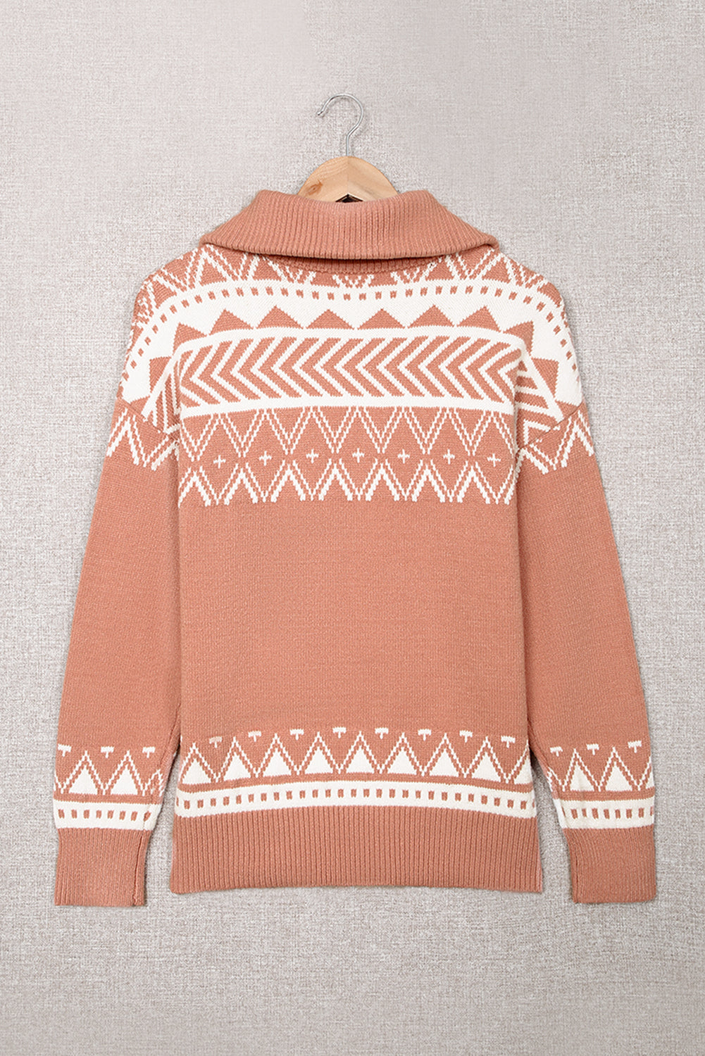 Blue Geometry Knit Quarter Zip Sweater