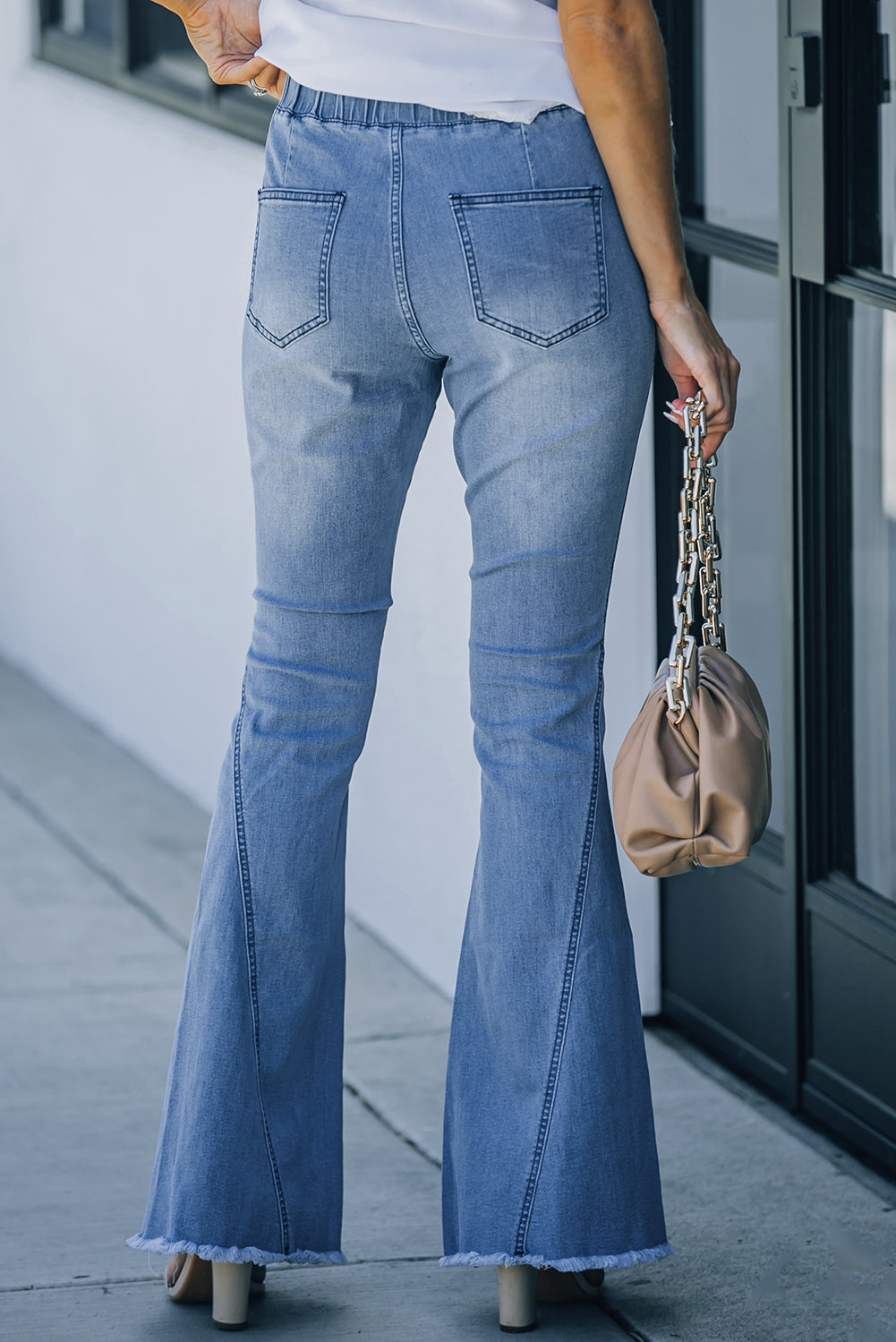 Black Distressed Bell Bottom Denim Pants