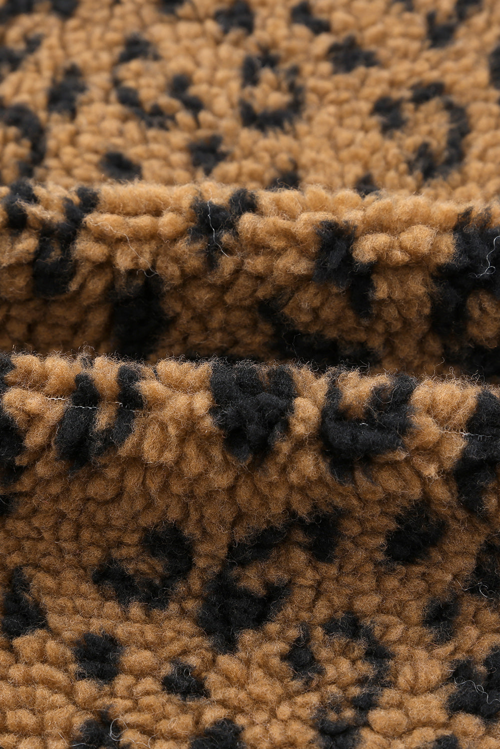 Leopard Plus Size Leopard Colorblock Zipped Sherpa Pullover
