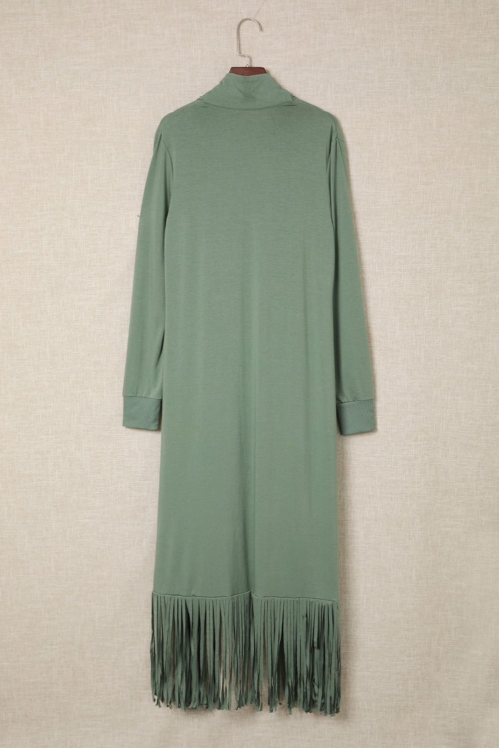 Green Fringe Knit Duster Cardigan