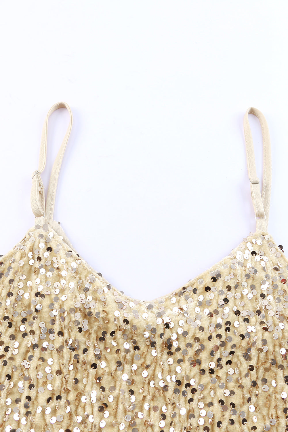 Apricot Sequin Adjustable Straps Tank Top