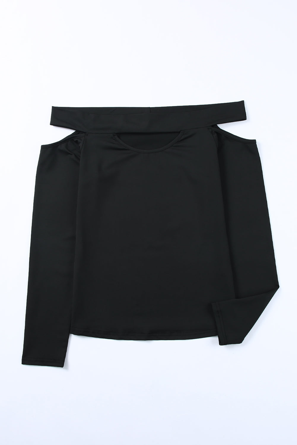 Black Hollow-out Off-the-shoulder Slim Fit Top