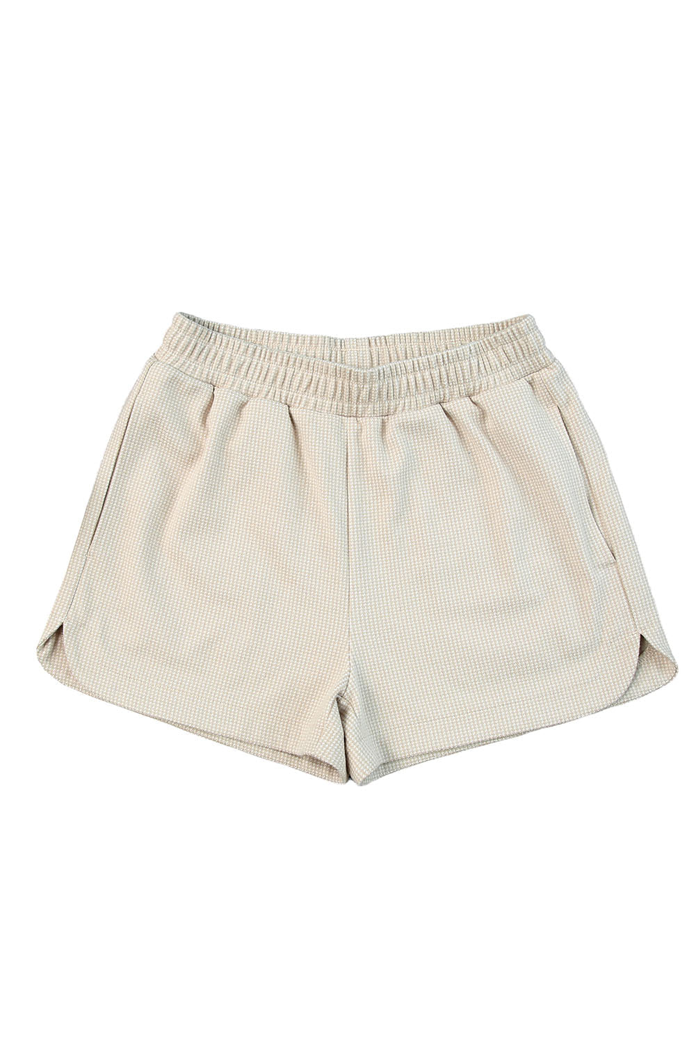 Apricot Tweed Wide Elastic Band High Waist Shorts