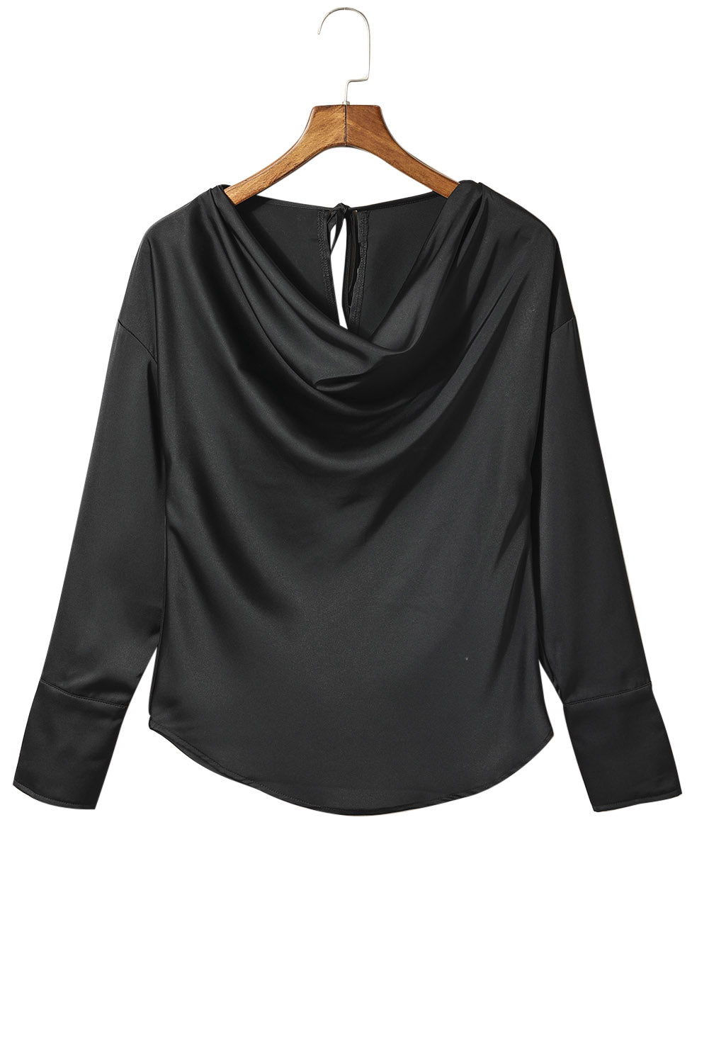 Green Cowl Neck Long Sleeve Elegant Blouse