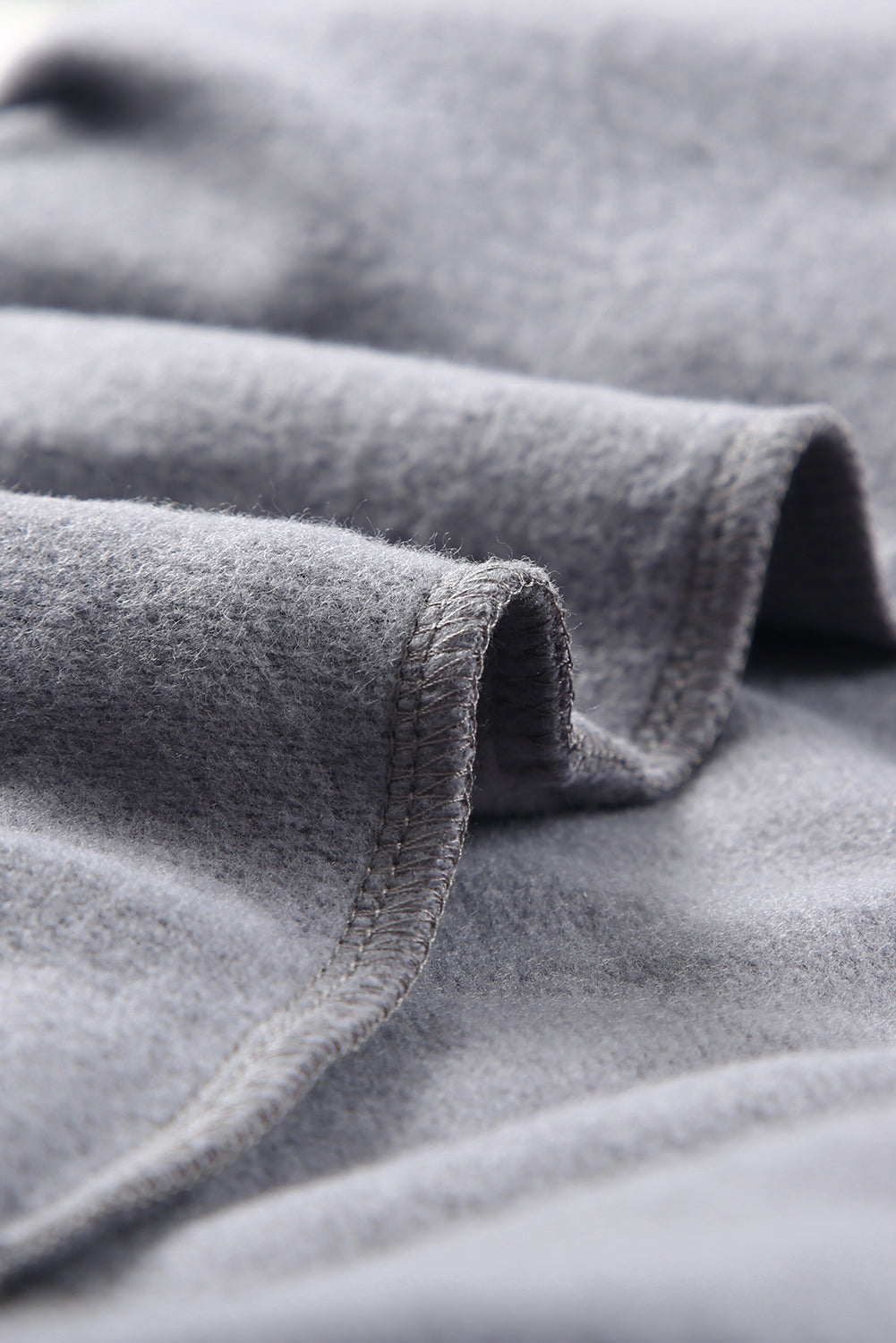 Gray Ribbed V Neck Drop Shoulder Sweatshirt
