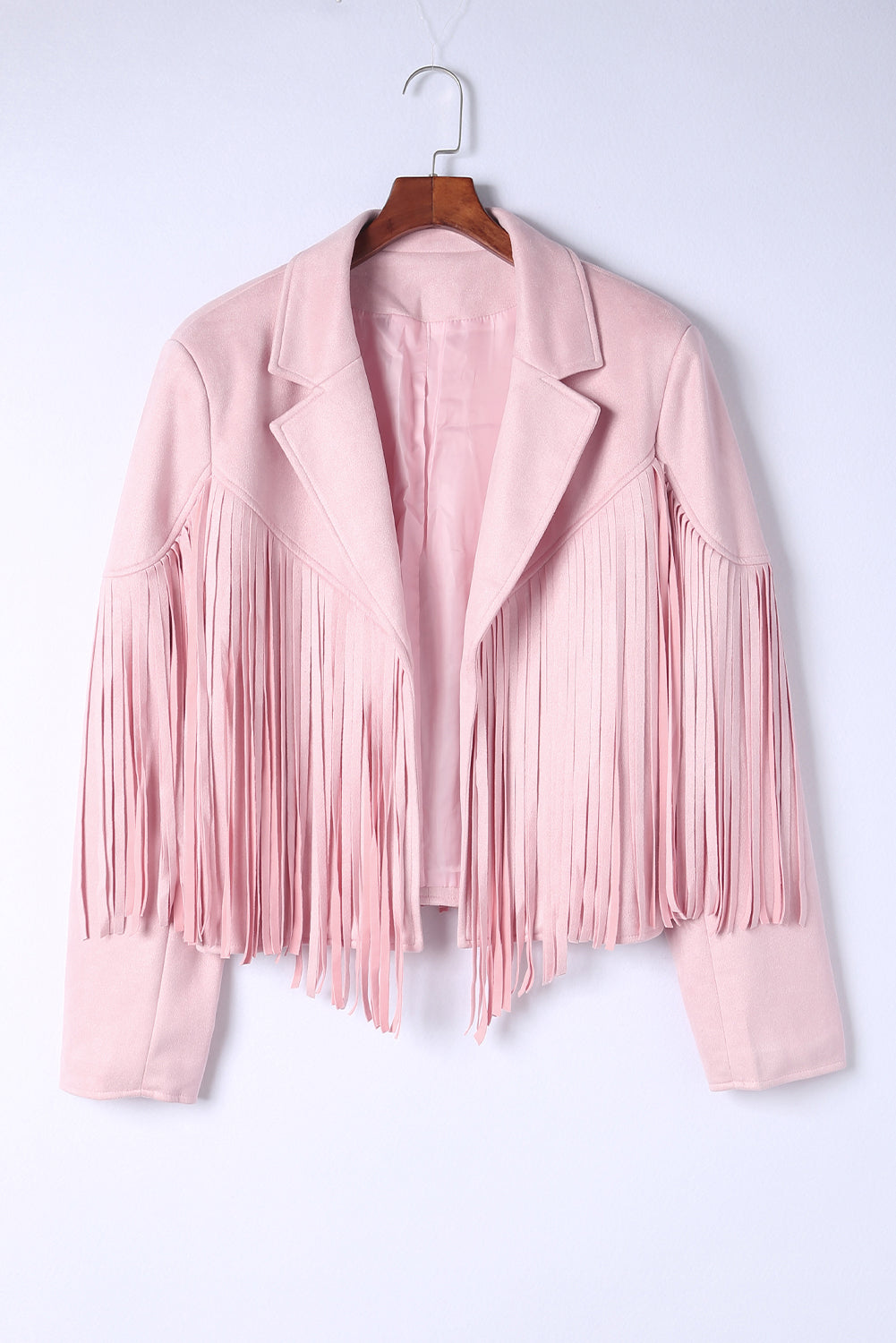 Pink Fringe Plus Size Cropped Jacket