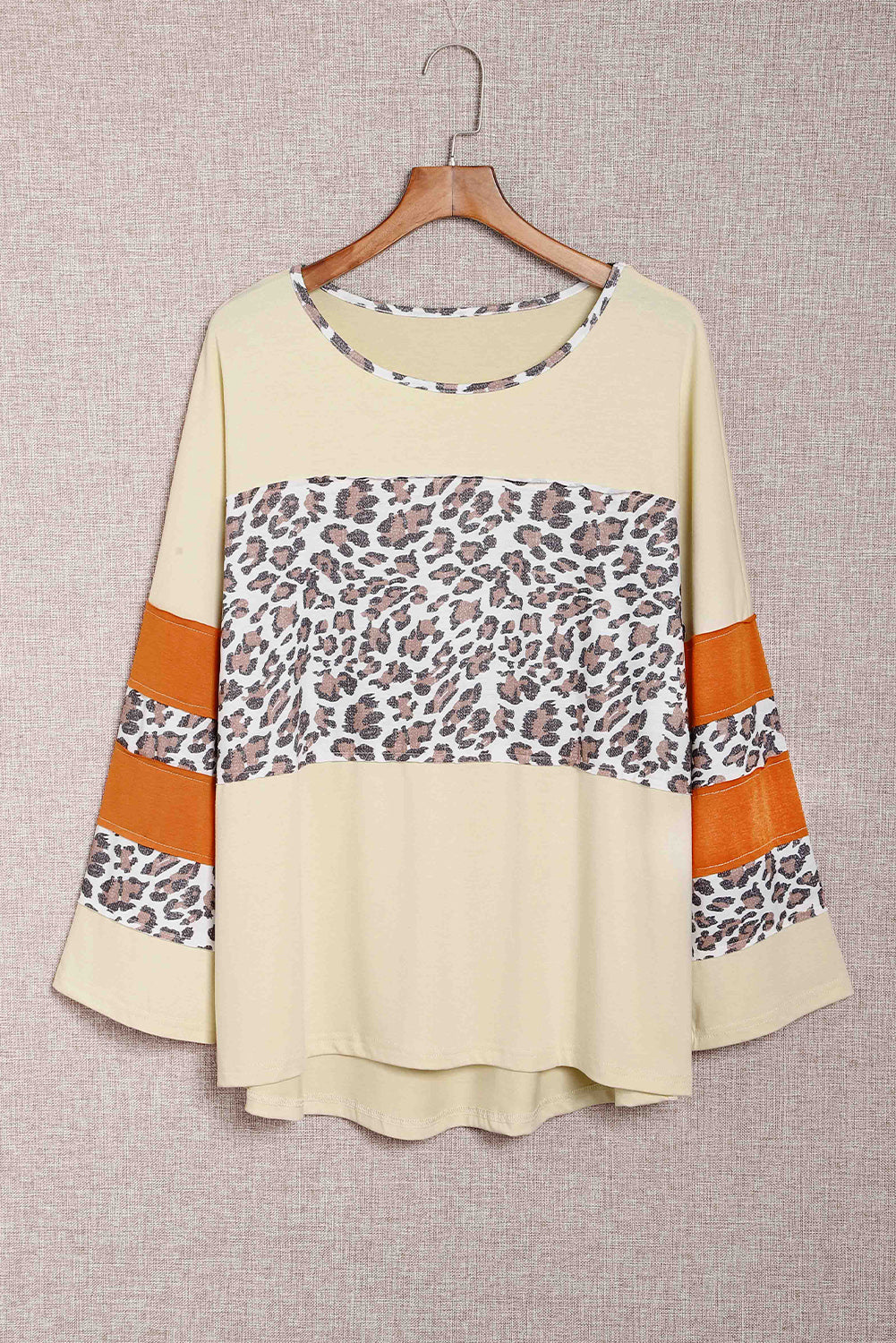 Leopard Color Block Patchwork Plus Size Top