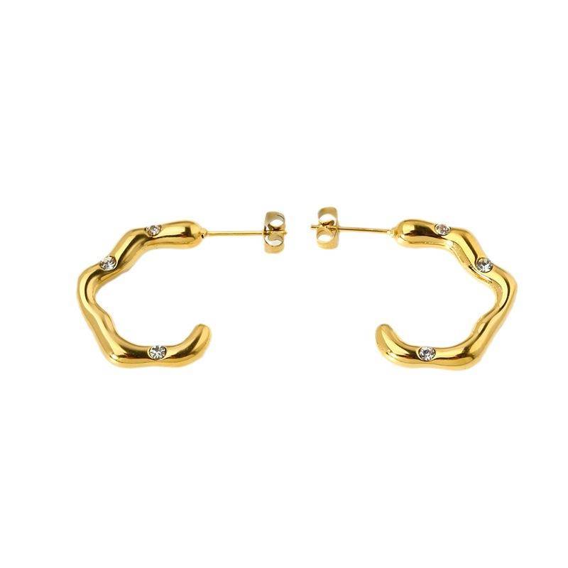 Asymmetric 18K Gold Plated Stud Earrings (With Box)