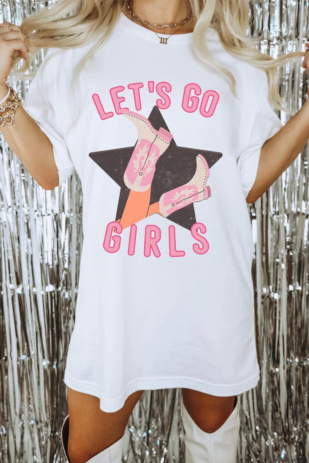 Gray Lets Go Girls Western Graphic Tee