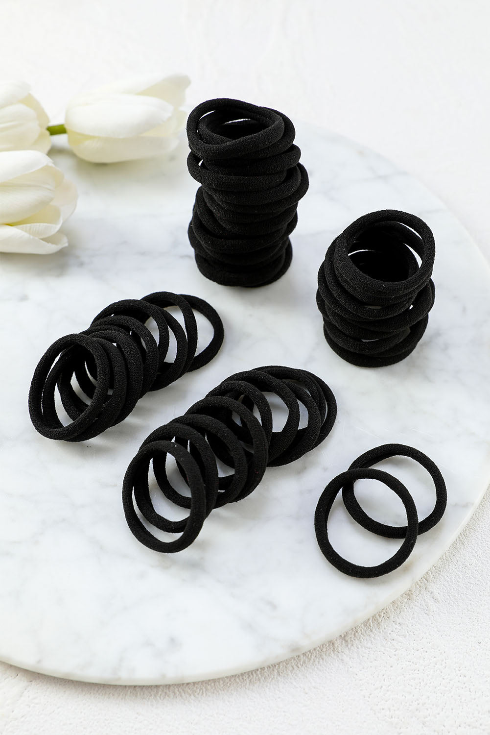 Black 50pcs Elasticity Solid Hair Tie