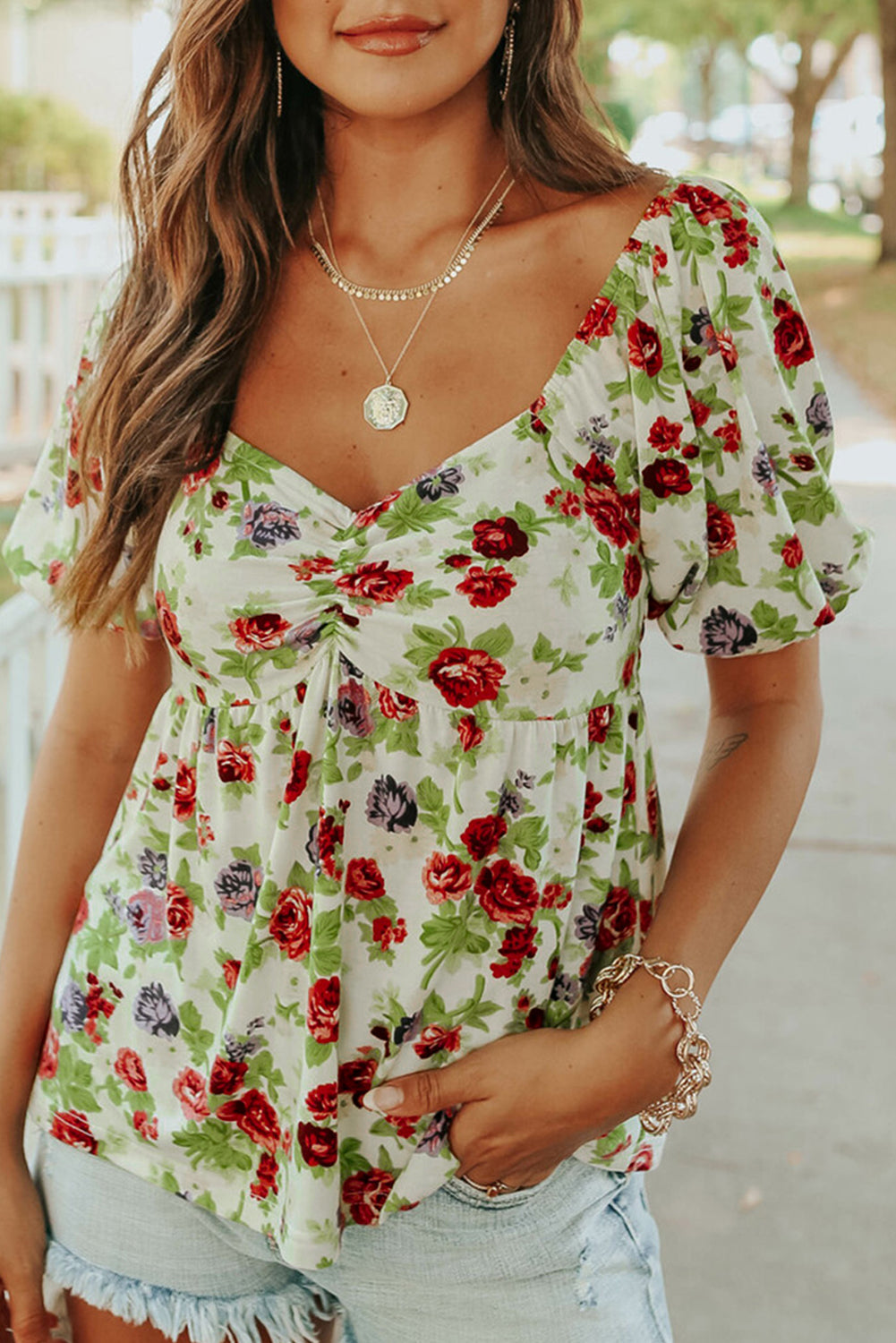 Elegant Princess Sweetheart Floral Top